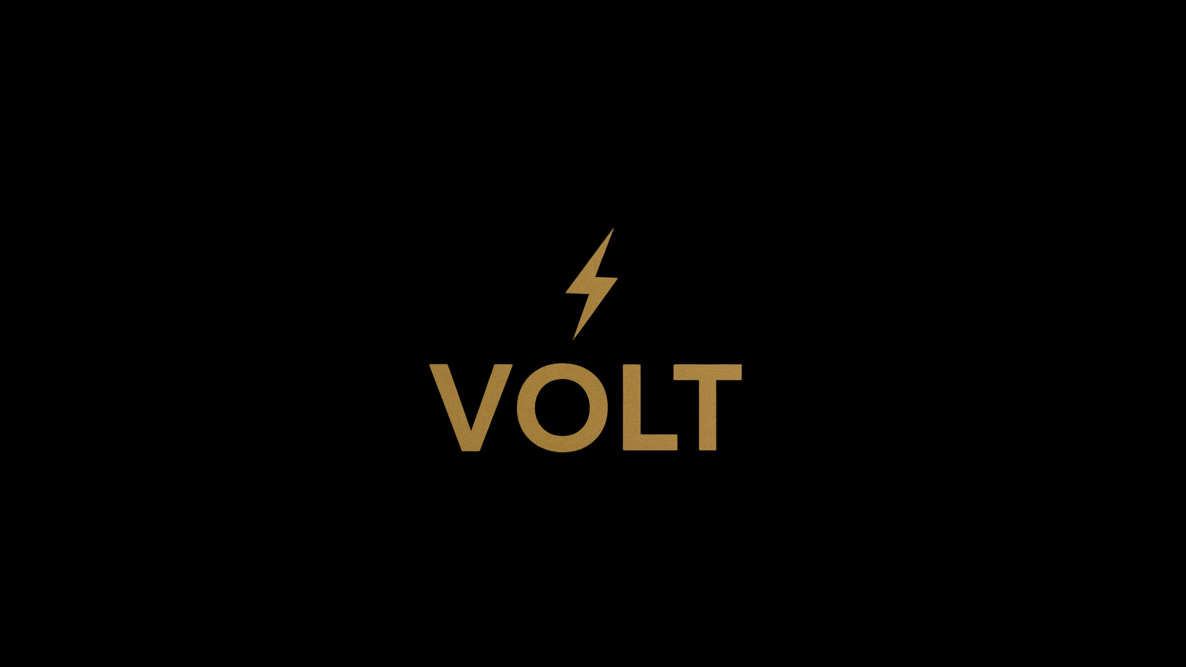 Gold 'VOLT' logo on a black background